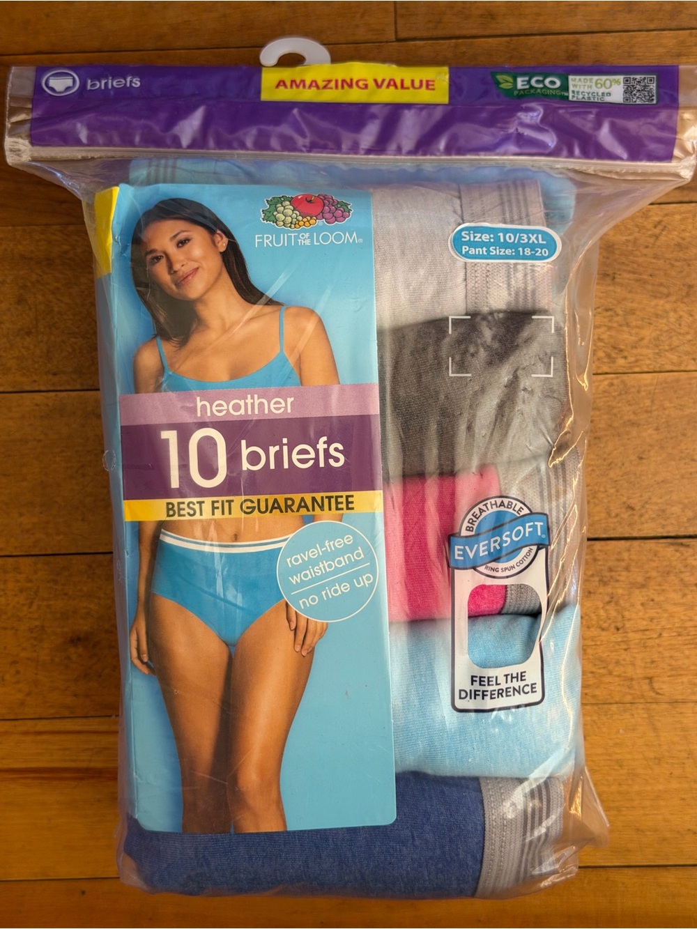 Fruit of the Loom Heather 10-Pack women Briefs - Heather Gray / Blue / Pink
